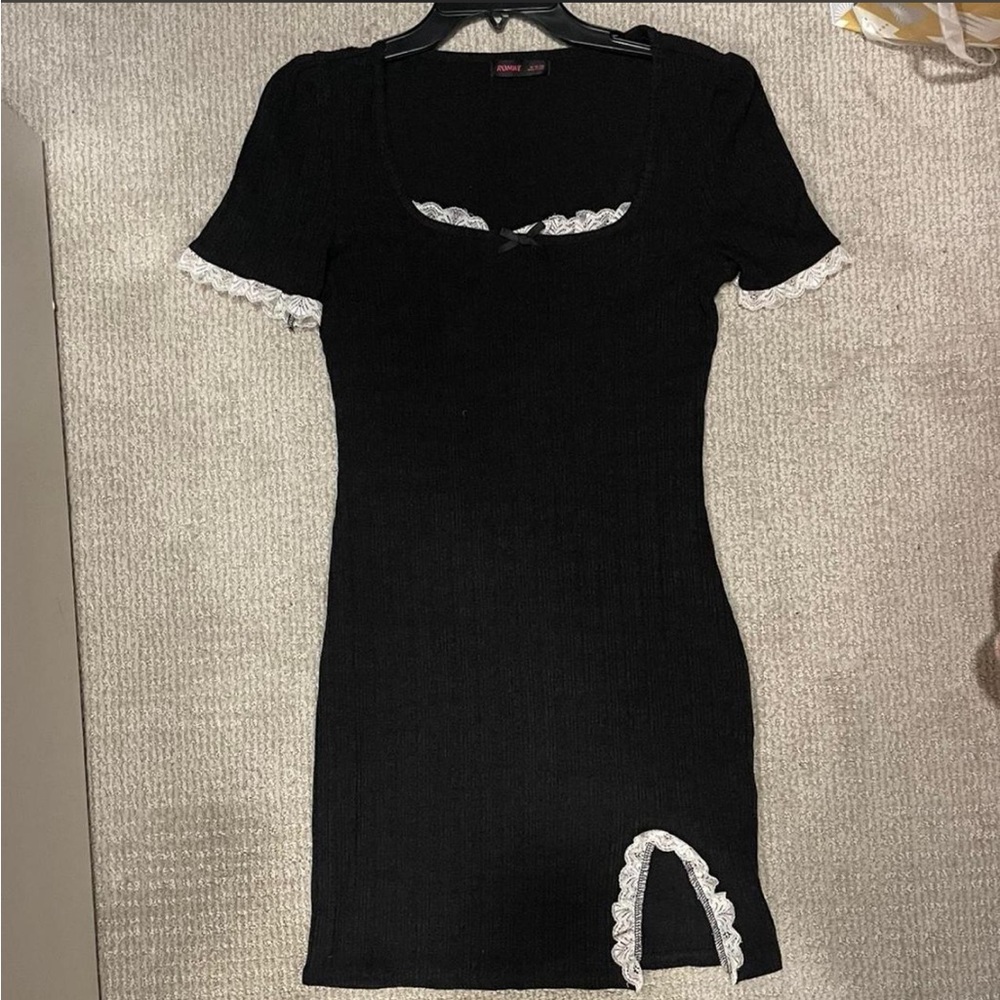Cute Black Dress with White Accents